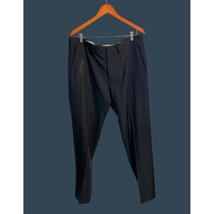 Haggar Mens Straight Fit Dress Pants 34x32 Black Polyester/Viscose